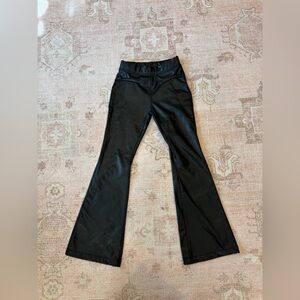 Zara Black Faux Leather Flared Leggings size 7